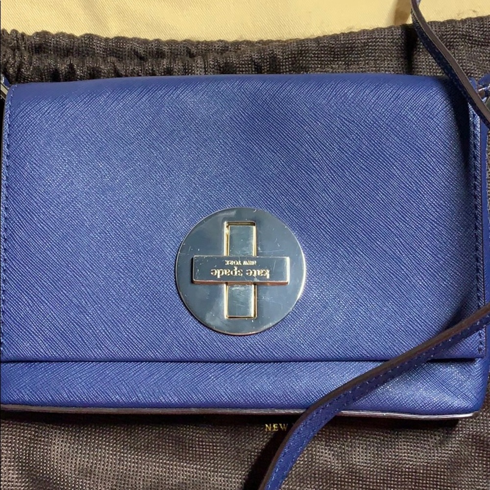 Blue leather cross body bag